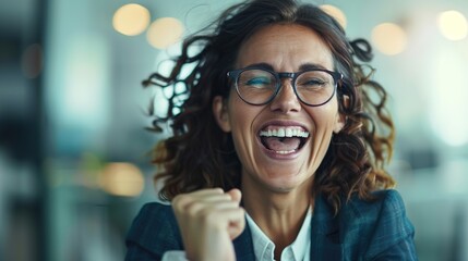 Successful Businesswoman Celebrating Oil Price Hike in Modern Office - Financial Triumph and Positive Market Trend Concept