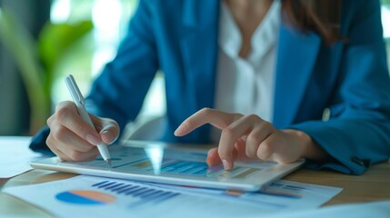 accounting financial report , business analyst tablet , financial report analysis