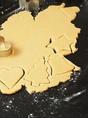 Making Christmas cookies in a kitchen