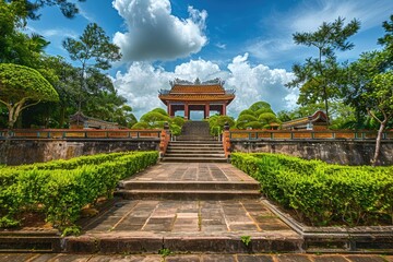 Obraz premium Ancient Temple in Scenic Garden