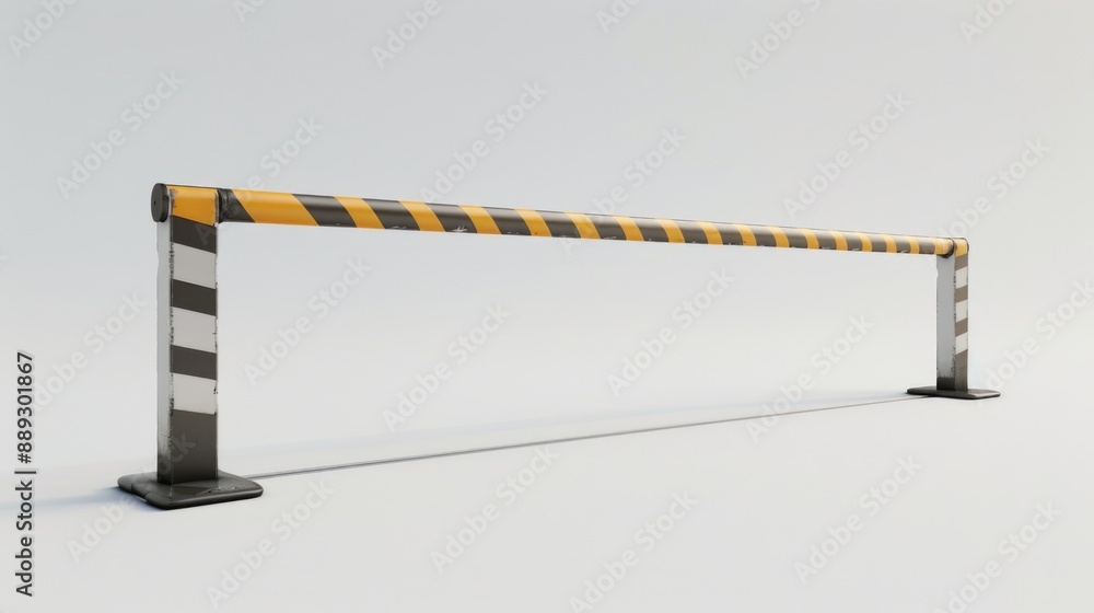 Poster a simple black and yellow barricade on a white background, perfect for emphasizing boundaries or cre
