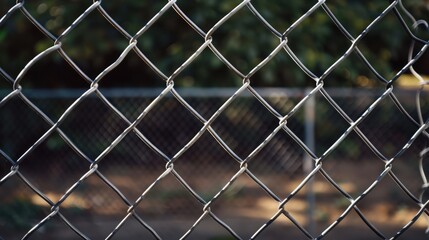 Fototapeta premium Close-Up of Chain Link Fence with Blurred Background