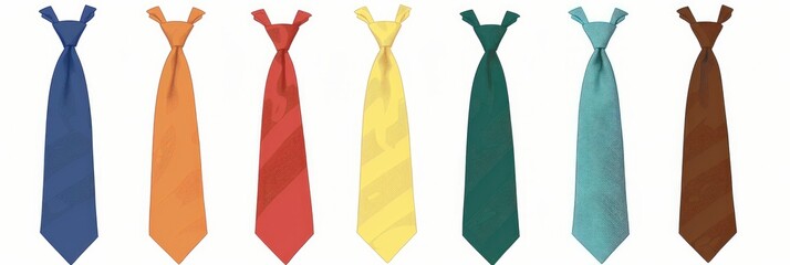Set of Neckties in Varied Colors - Blue, Red, Brown, Green, and Yellow