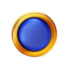 Realistic matte blue button isolated. Metal circle Ui component. Vector illustration for your design. Eps 10.