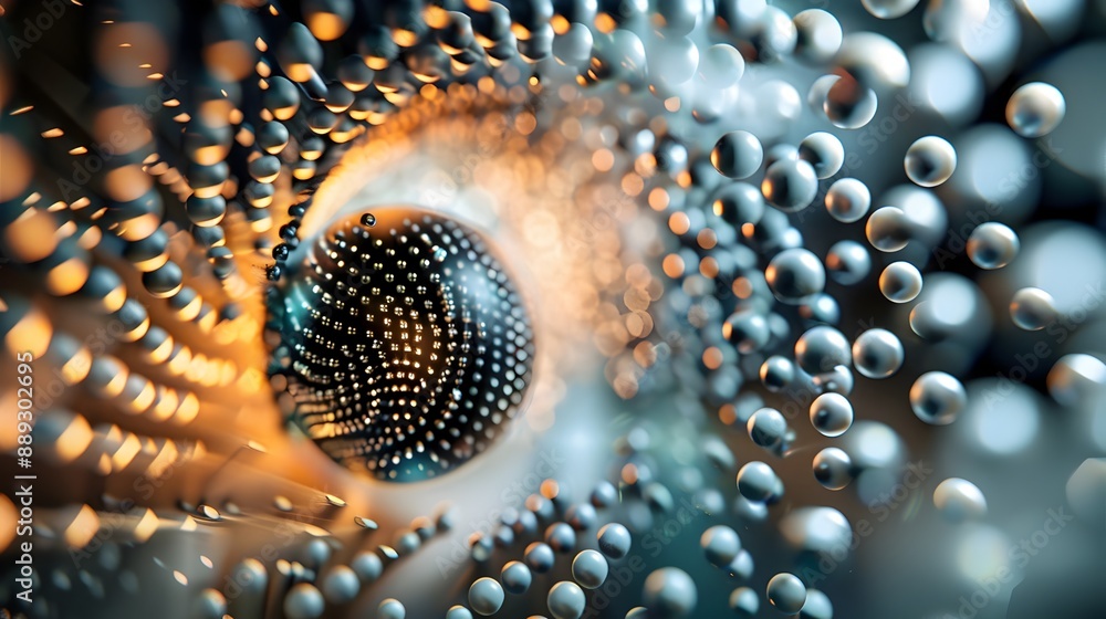 Poster disorienting swirl of magnetic particles in experimental abstract design