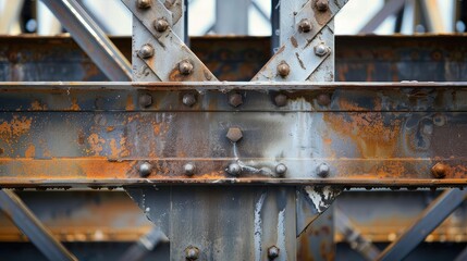 Weathered Rusty Steel Beam Close-up