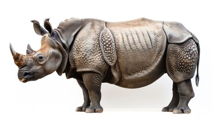 Obraz premium Indian Rhinoceros full body on white background