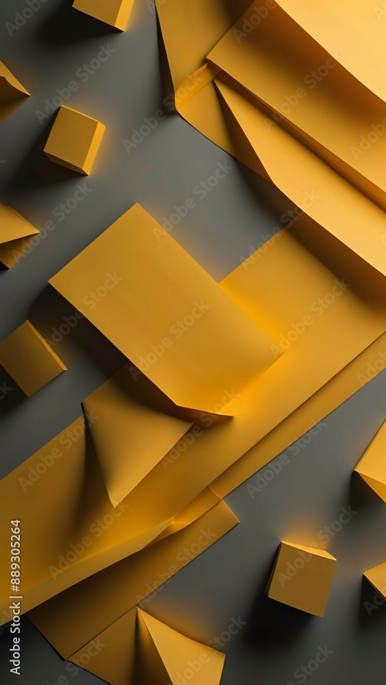 Wall mural close up of yellow paper as a background or texture element. ai generated