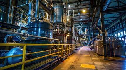 Fototapeta premium Modern Industrial Plant Interior with Machinery