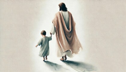  Jesus Walking with a Child