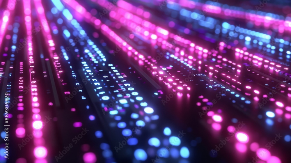 Aufkleber Abstract lines of pink and blue light create a glowing, futuristic pattern.