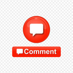 Red social media comment icon button