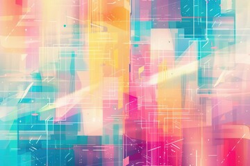 Obraz premium Illustrate a futuristic abstract pattern with neon lines and geometric shapes on a dark background