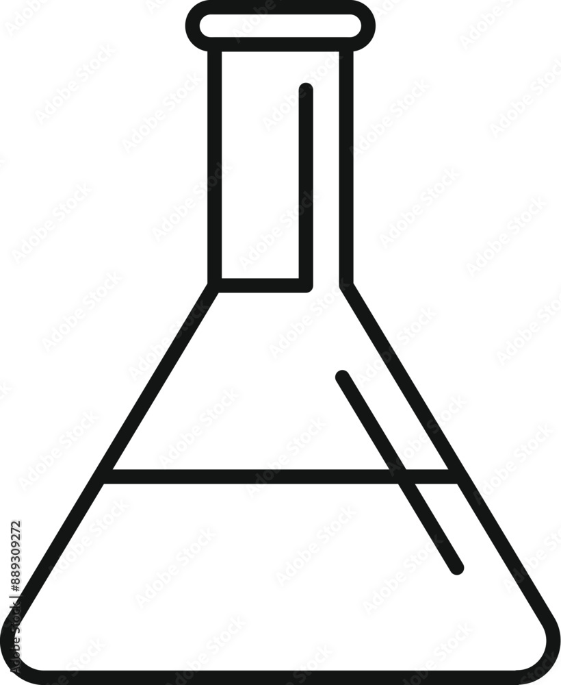 Aufkleber line drawing of a conical flask containing liquid, perfect for representing chemical experiments