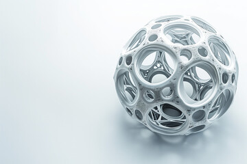 A complex geometric shape with interconnected elements