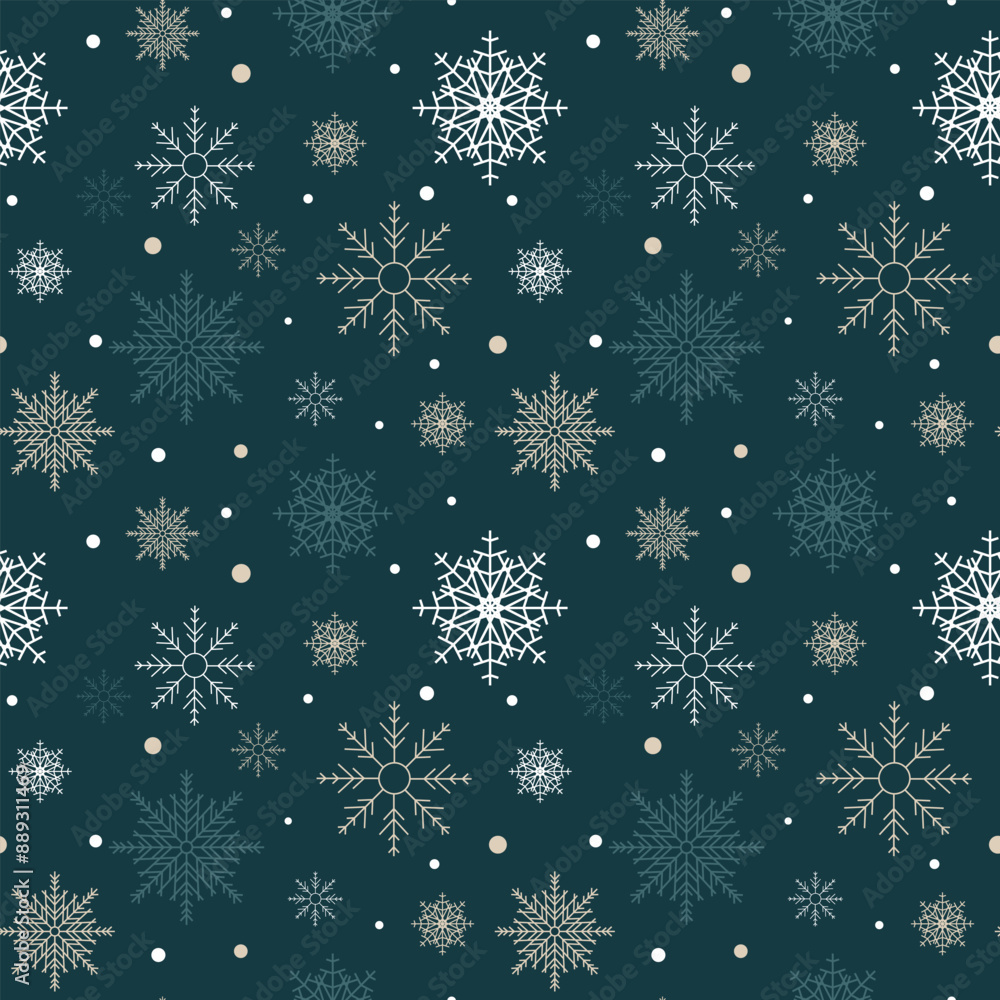 Poster christmas snowflake seamless pattern. pixel perfect christmas pattern. snowflake background