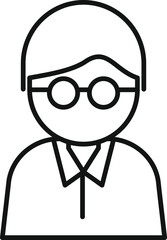 Simple line art of a male medical professional wearing glasses and a lab coat