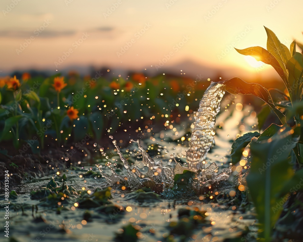 Poster precision irrigation in action water efficiently reaching crops, maximizing yields and conserving re
