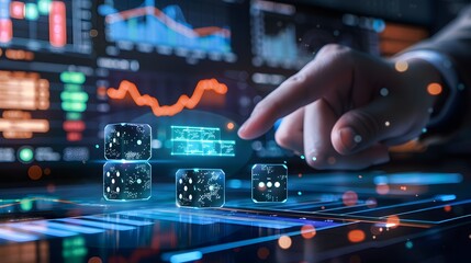 Fototapeta premium Investment risk with dice illustration