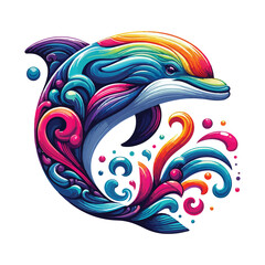 Colorful dolphin fish vector, ocean animal.