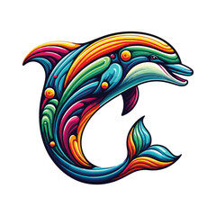 Colorful dolphin fish vector, ocean animal. © Ema
