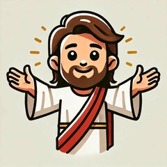 Obraz premium Cheerful Jesus Cartoon Character