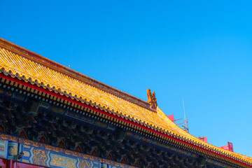 Decoration details of roof of palaces in Zhongshan Park