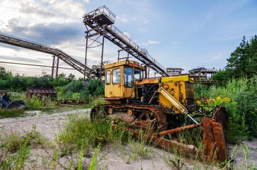 Industrial Graveyard. The Loneliness of Abandoned Heavy Equipment. Desolate Titans The Ghostly Presence of Abandoned Machines. Pollution, Climate Change, Tractor, Machine, Old, Abandoned Heavy