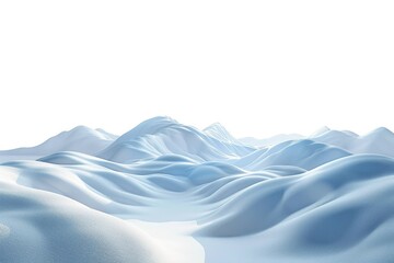Fototapeta premium Snow Hills. Three-Dimensional Arctic Landscape with Isolated White Background