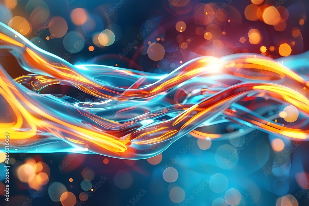 Aufkleber flowing tendons visualized as dynamic abstract traffic of light and color