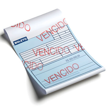 Papel de boleto extremamente atrasado e vencido em fundo branco.