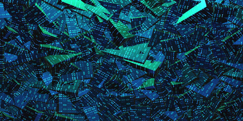 Abstract binary code background. Digital technology, cyber space and big data concept.  3D render illustration.