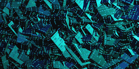 Abstract binary code background. Digital technology, cyber space and big data concept.  3D render illustration.