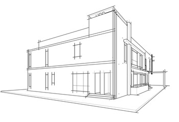 Architectural drawing vector 3d illustration