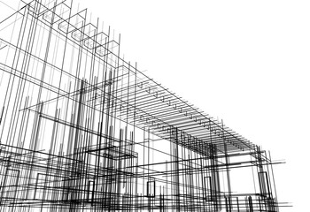 Architectural drawing vector 3d illustration