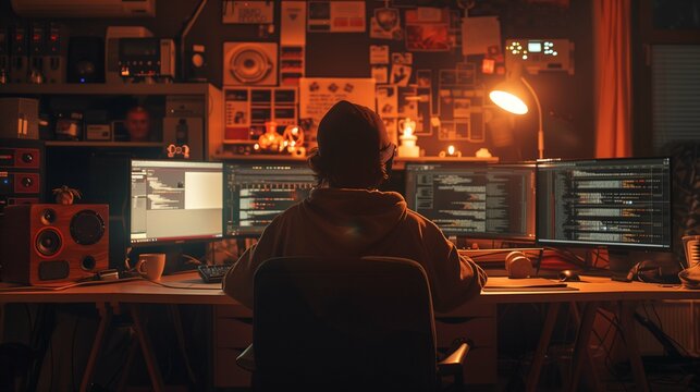 Hacker Working at a Computer