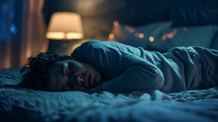 Person Lying in Bed with a Pained Expression