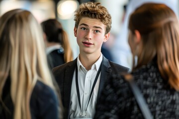 networking opportunities MBA students networking at career fair or industry event, importance of building professional connections in the business world