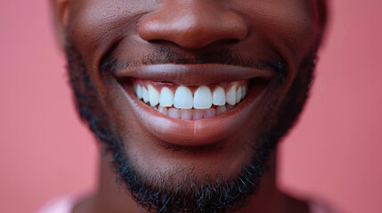 Fototapeta premium The man has a bright smile and his teeth are very white.