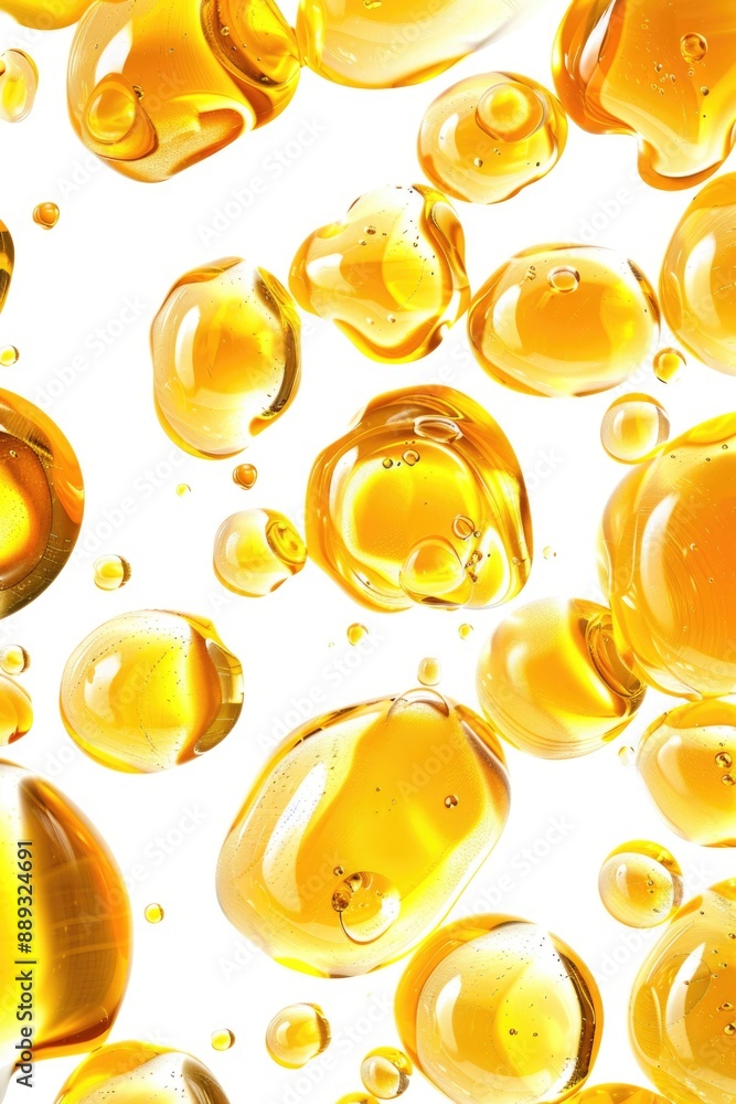 Poster a collection of oil bubbles floating on top of each other, suitable for use in illustrations related