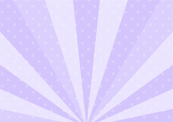 かわいいポップなドットの集中線　横　横長　紫　Illustration with retro comic effect. Cute purple burst background.