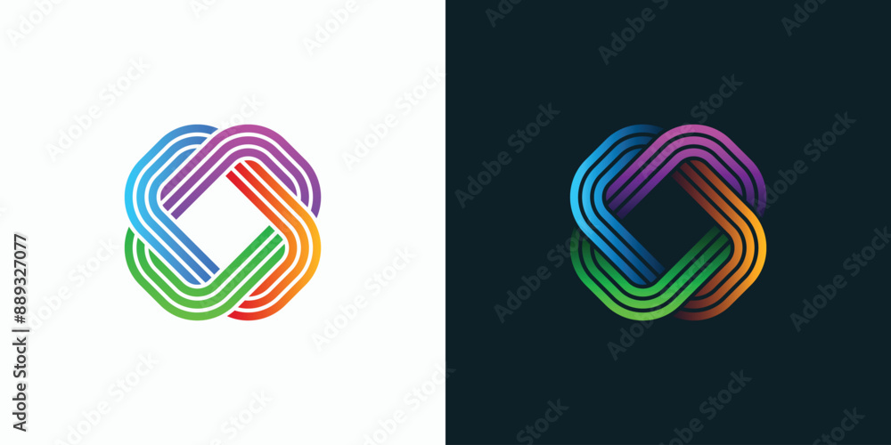 Poster vector logo design of infinity rectangular shape lines in a modern, simple, clean and abstract style