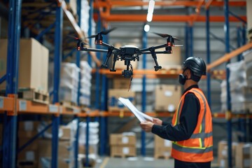 Fototapeta premium Drone Technology in Warehouse