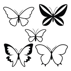 Fototapeta premium butterfly silhouette set. butterfly vector illustration. butterfly isolated vector on white background.