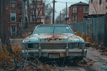 Rusty Car in an Urban Alley