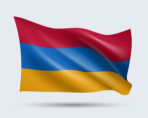 Vector illustration of 3D-style flag of Armenia isolated on light background. Created using gradient meshes, EPS 10 vector design element from world collection