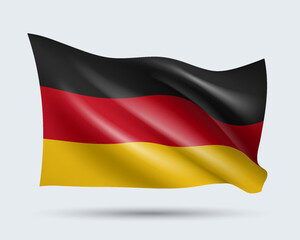 Vector illustration of 3D-style flag of Germany isolated on light background. Created using gradient meshes, EPS 10 vector design element from world collection