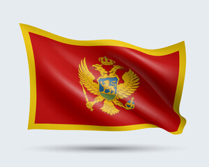 Vector illustration of 3D-style flag of Montenegro isolated on light background. Created using gradient meshes, EPS 10 vector design element from world collection