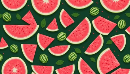 watermelon vector seamless pattern. AI