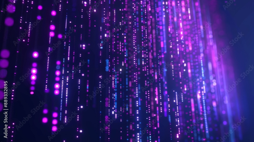 Poster a close-up of purple and blue light streaks creating an abstract, digital-like background.